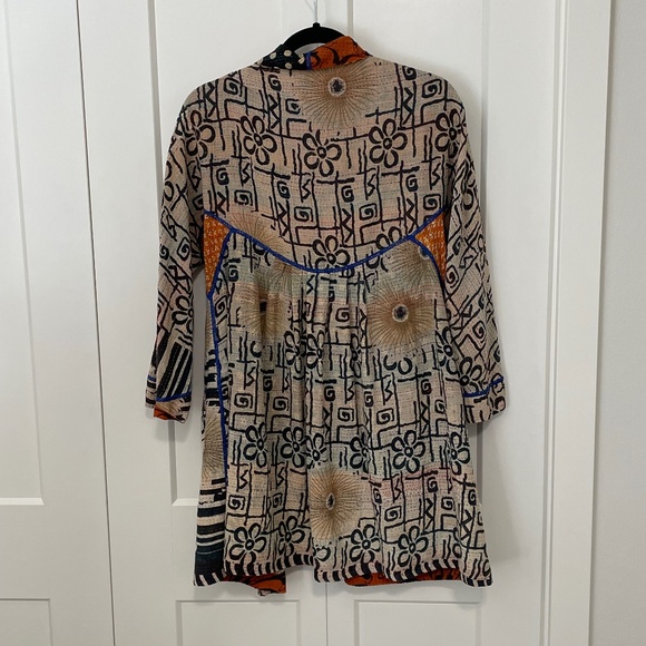 Mieko Mintz Kantha Kimono Reversible Jacket Black & Orange Mixed Print sz M - Picture 15 of 16